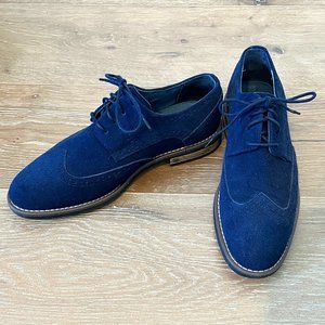 Blue Suede Oxford Wingtips